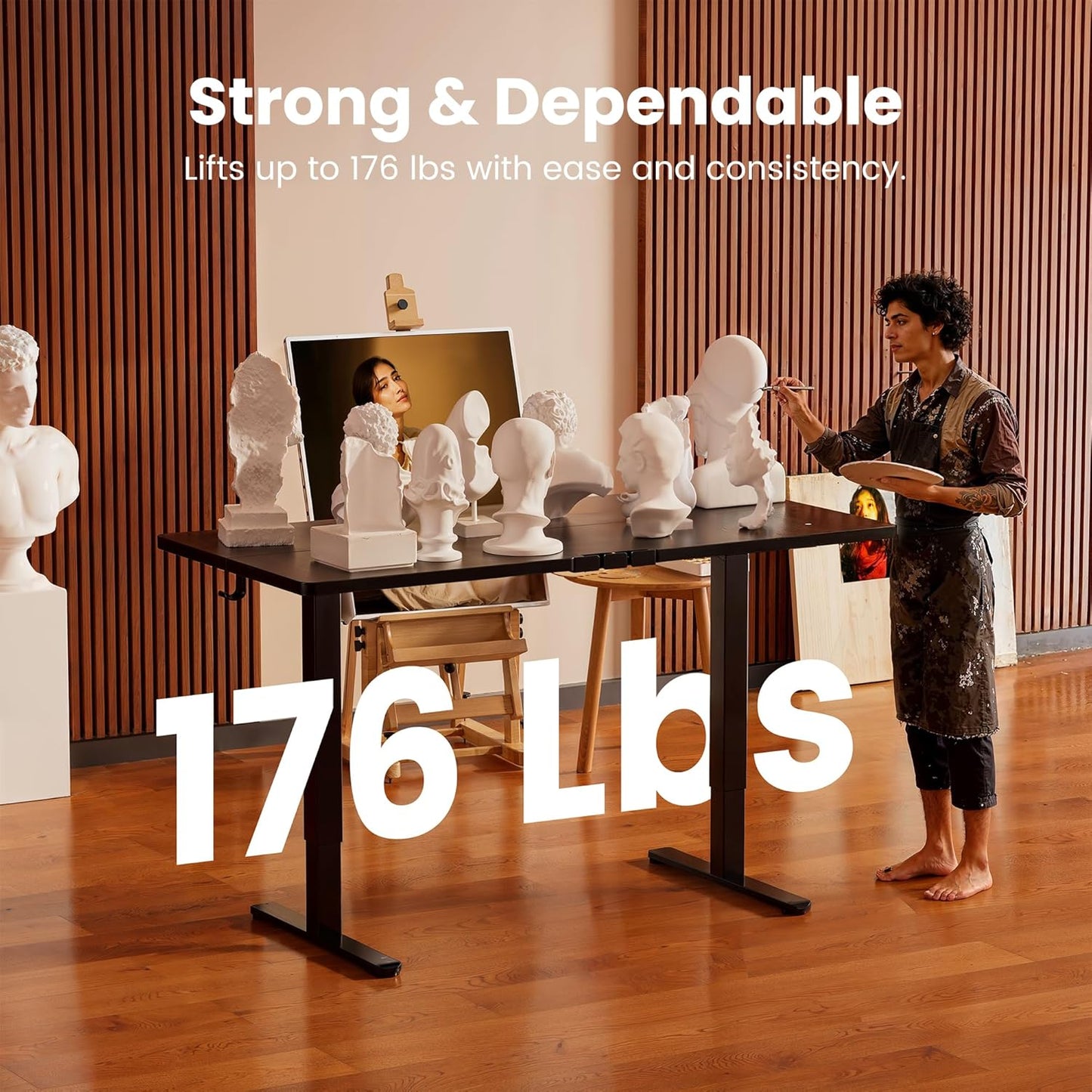 Height Adjustable Electric Standing Desk, 47.2 X 23.6 Inches Sit Stand up Desk, Memory Computer Home Office Desk (Black)