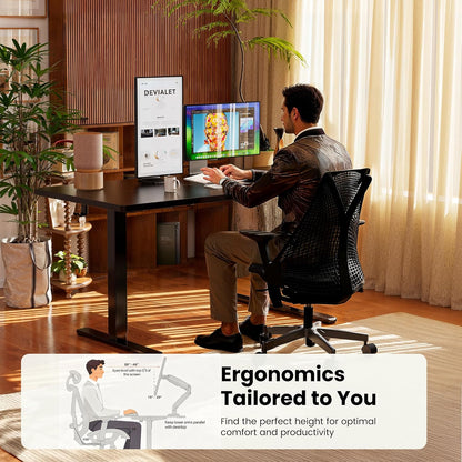 Height Adjustable Electric Standing Desk, 47.2 X 23.6 Inches Sit Stand up Desk, Memory Computer Home Office Desk (Black)