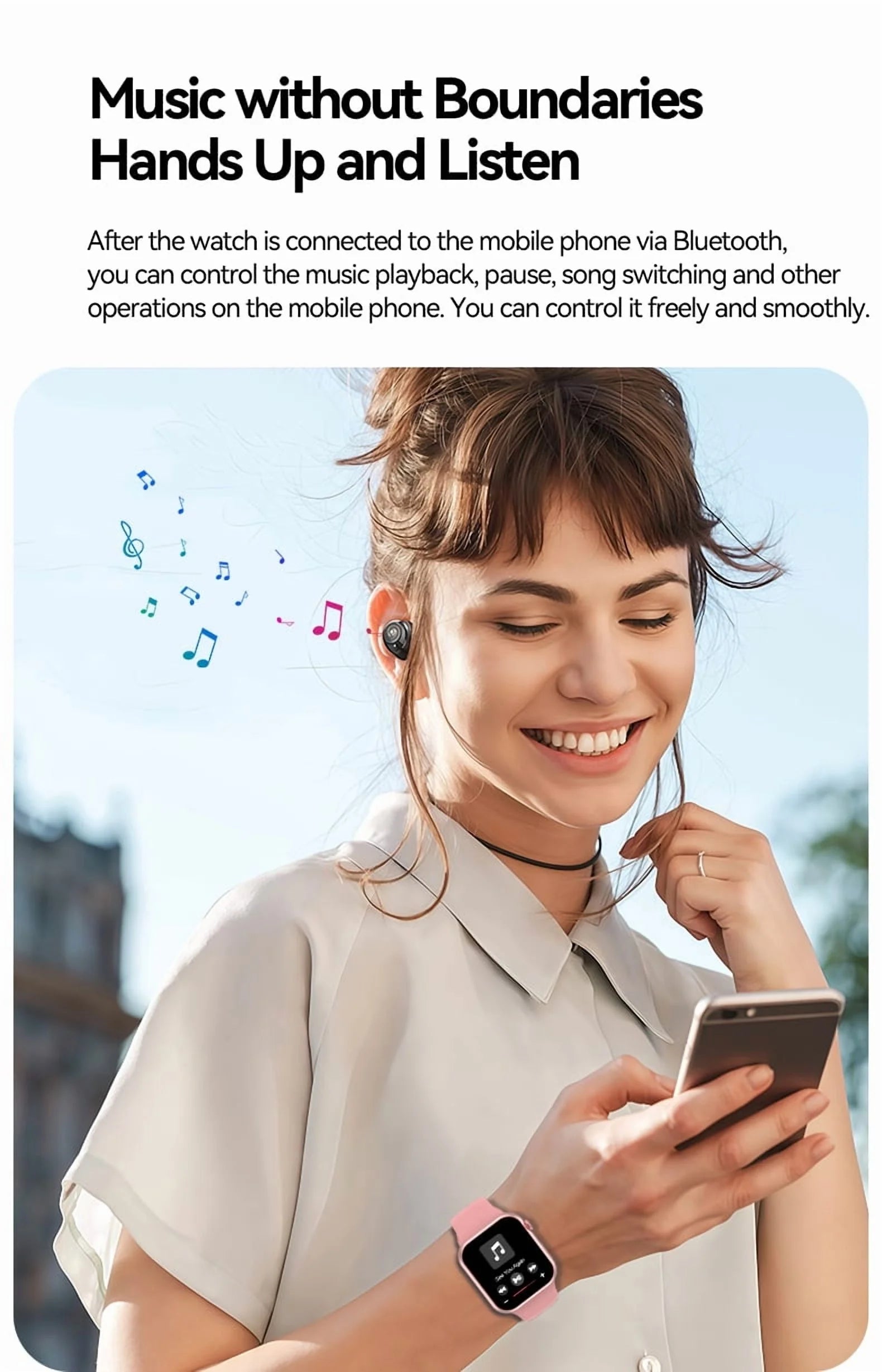 Smartwatch for Women, 1.75“ Smart Watch for Android/Iphone, Make/Receive Calls/Message Alerts/Ip67 Waterproof Outdoor Fitness Tracker Smartwatch (Pink)