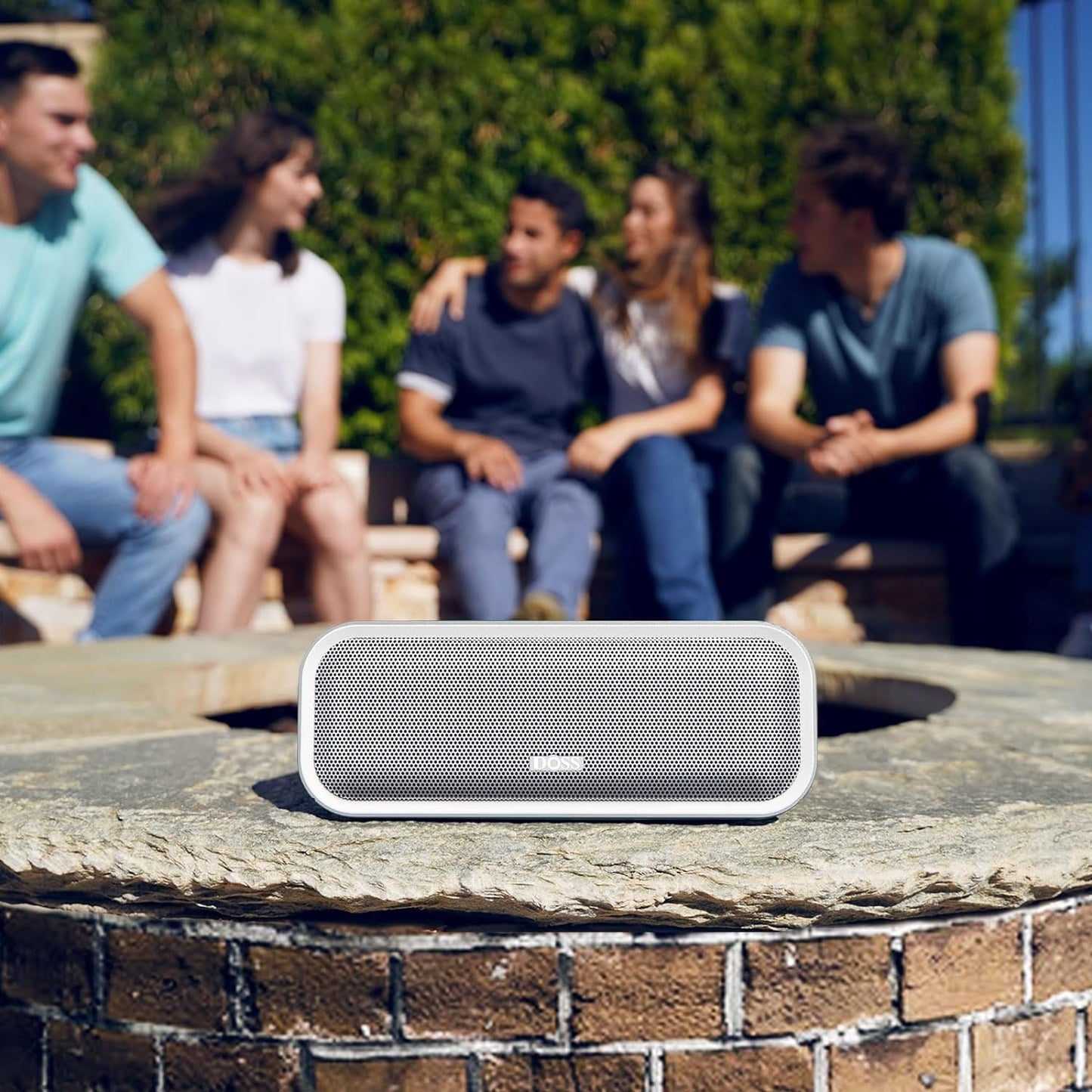 Soundbox Pro+ Bluetooth Speaker, Immersive 24W Stereo Sound with Booming Bass, IPX6 Waterproof, 15H Playtime, Mixed Colors Lights, Wireless for Backyard, Hiking, Garage, Party-Grey