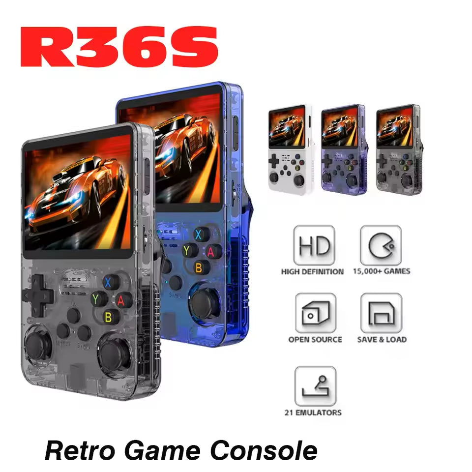 R36S Retro Video Handheld Game Console Linux System 3.5 in IPS Screen 3000Mah Battery 64G/128G TF Card Preinstalled Games