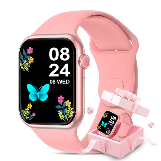 Smartwatch for Women, 1.75“ Smart Watch for Android/Iphone, Make/Receive Calls/Message Alerts/Ip67 Waterproof Outdoor Fitness Tracker Smartwatch (Pink)