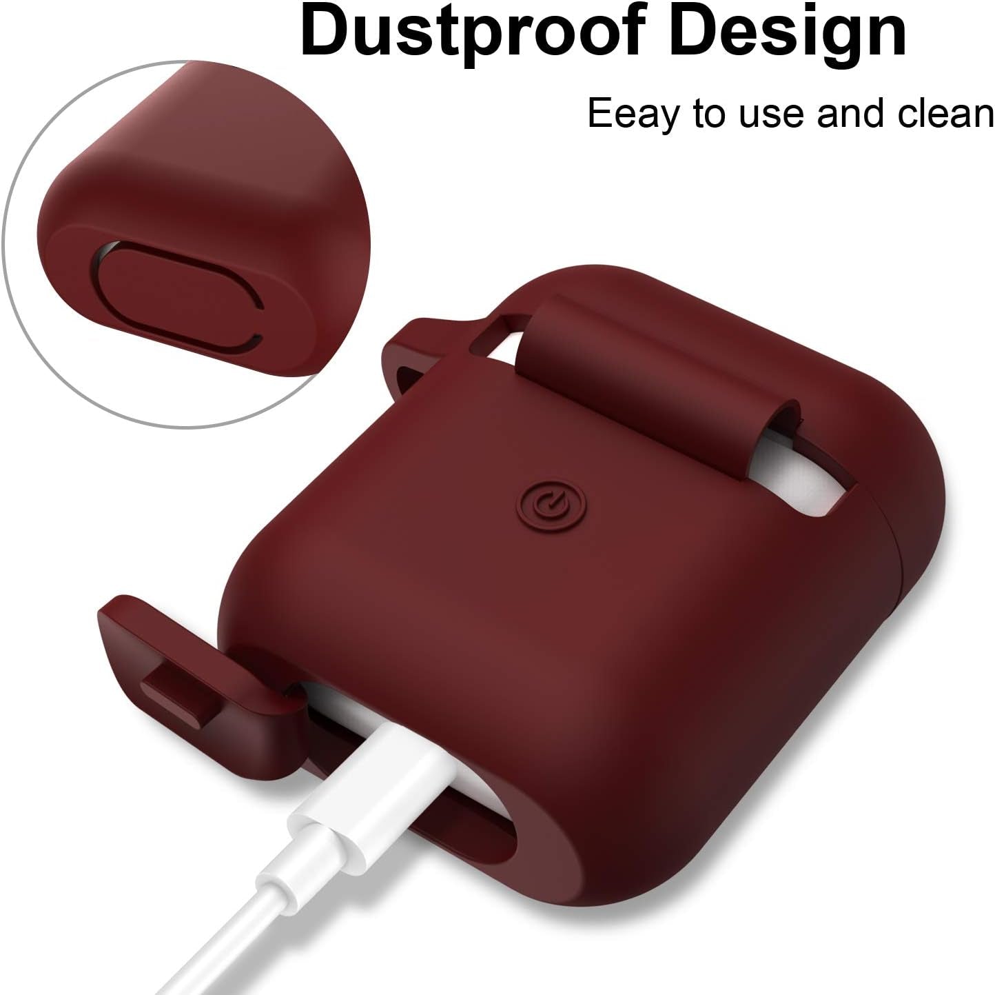 Silicone Case Compatible with Apple Airpods 1&2 Wireless and Wired Charging Case(Front LED Visible),Burgundy